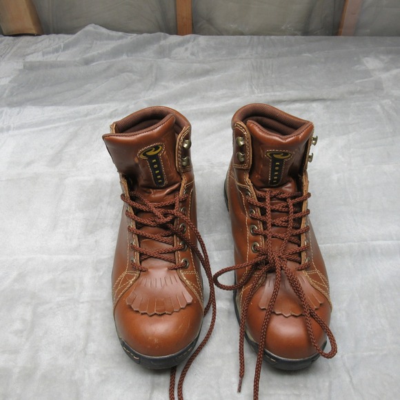 Roper Mens 11 Boots Brown Leather Rain Rugged Work Lace‎ Up Horseshoe Calf Hike - Picture 2 of 15